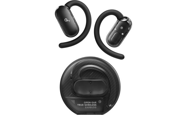 Anker Soundcore V40i, Open-Ear Headphones, Clear Design, Lidless Case, 4 Adjustable Positions for Every Ear Size, Richer Bass, IP55, 21H Playtime, AI Clear Calls, Bluetooth 5.4, App Control - Black